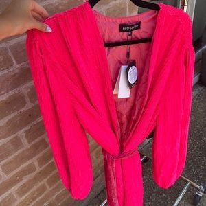 Retrofete hot pink long sleeve sequin dress Gabrielle dress